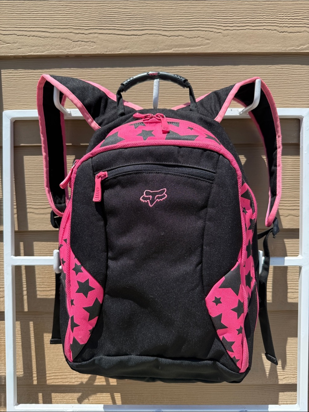 Y2K vintage "Fox Racing "Black & Pink Star Backpack immaculate condition